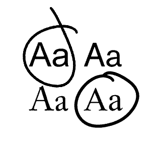 The letter A depicted in various fonts